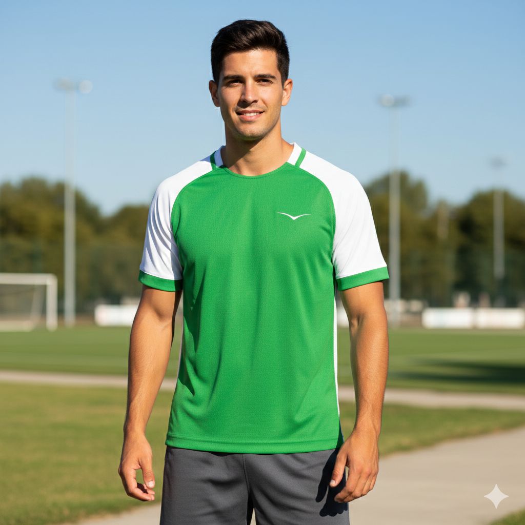 Branded Authentic Sports T-Shirt GREEN WHITE