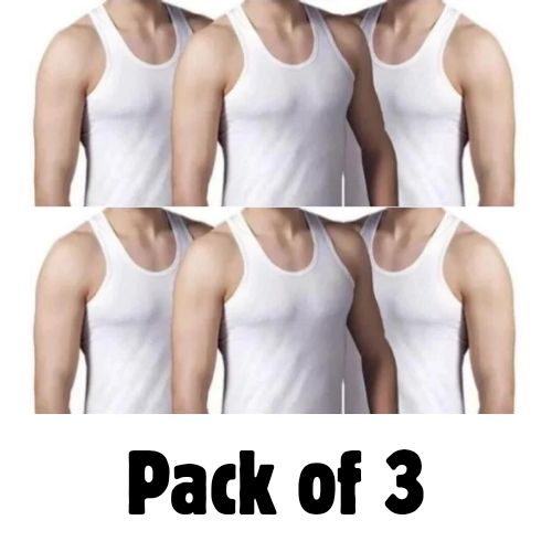pack of 3 white mens vest or banyan
