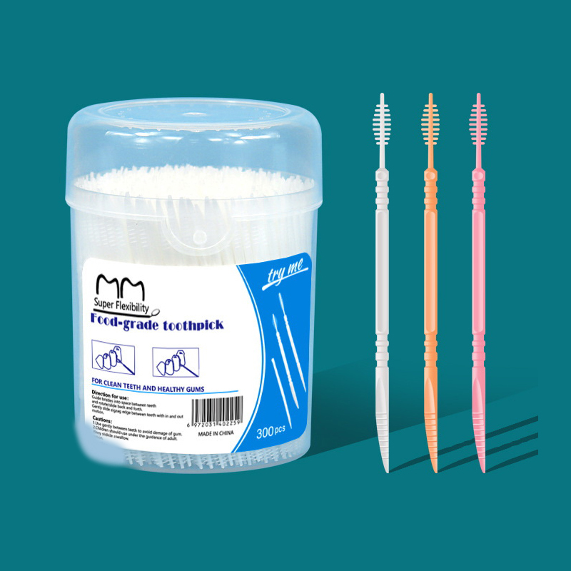 Plastic Double-head Interdental Brush Dental Floss Stick Mouth Hygiene Plastic Toothpicks Toothbrush Teeth Cleaning Brush