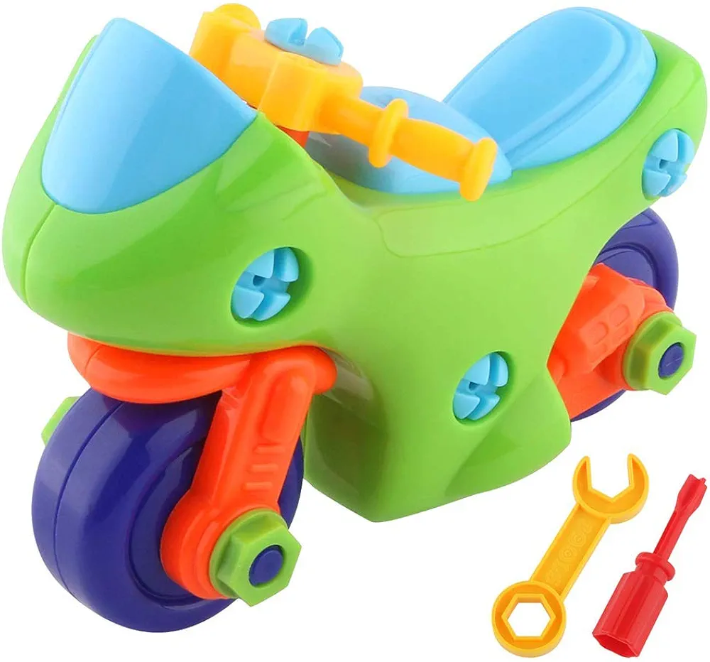 KAIDI Removable DIY Motorcycle Puzzle Screw Nut Assembling Model Buildings Toys with Clamp and Screwdriver Early Baby Kids Game Gifts