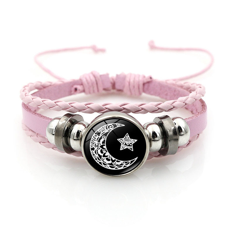 2Pcs Luminous Couple Bracelets Sun Moon Adjustable Black Braided Bracelet Friendship Fashion Romantic Jewelry Birthday