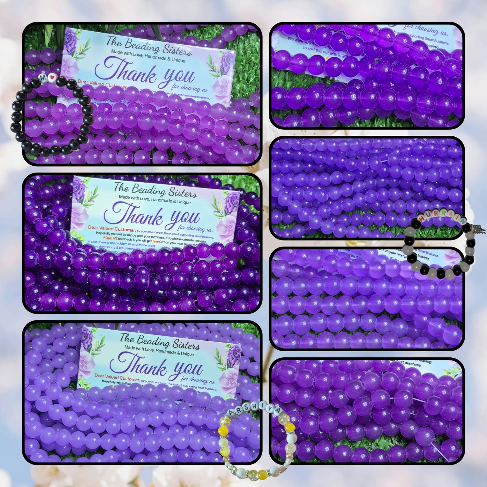 imported beautiful all shades of purple glass beads premium quality good material for making girls bracelets