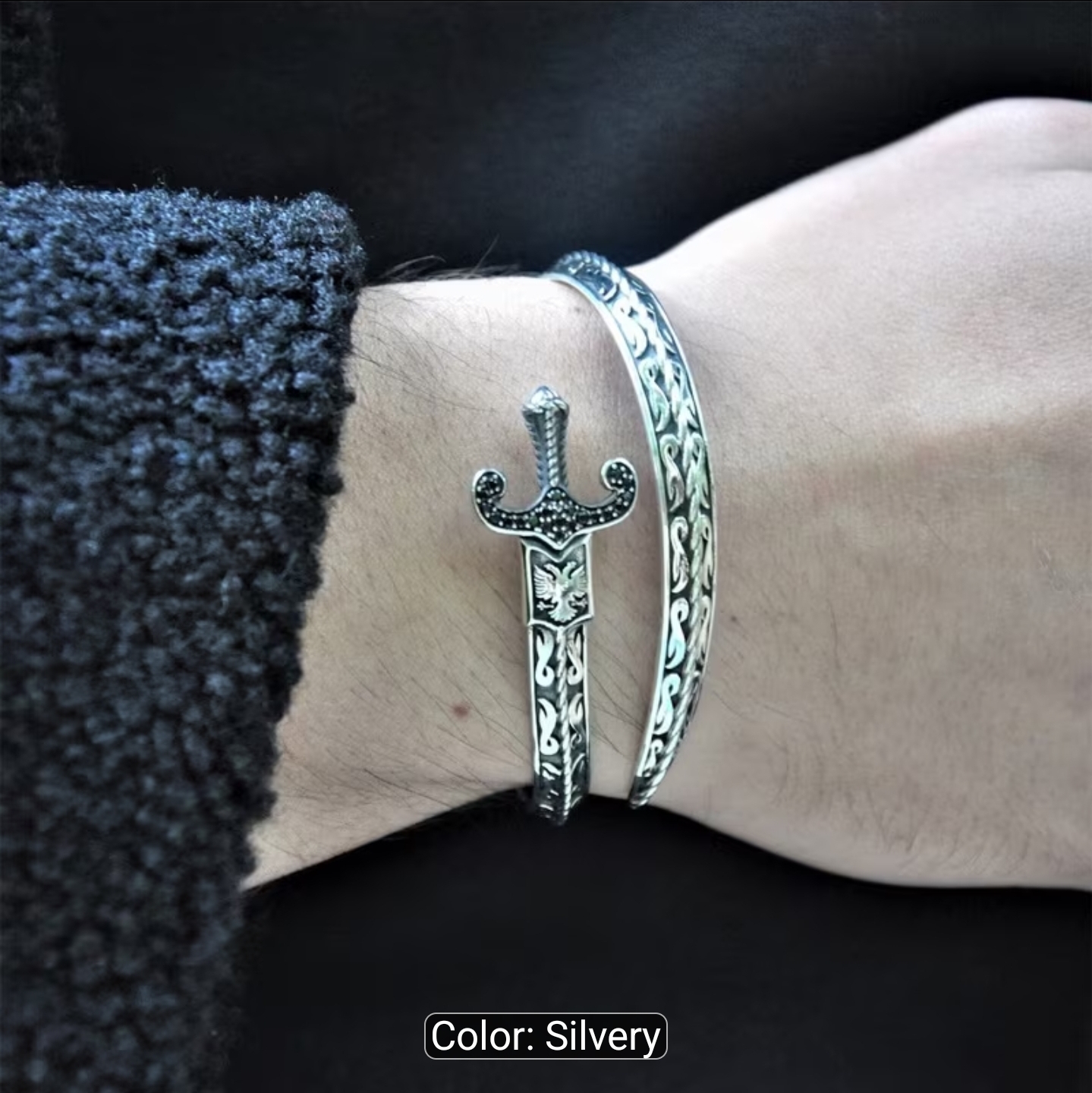 Sword Shaped Adjustable Bracelet with Opening, Jewelry Gift 1pc for men and women