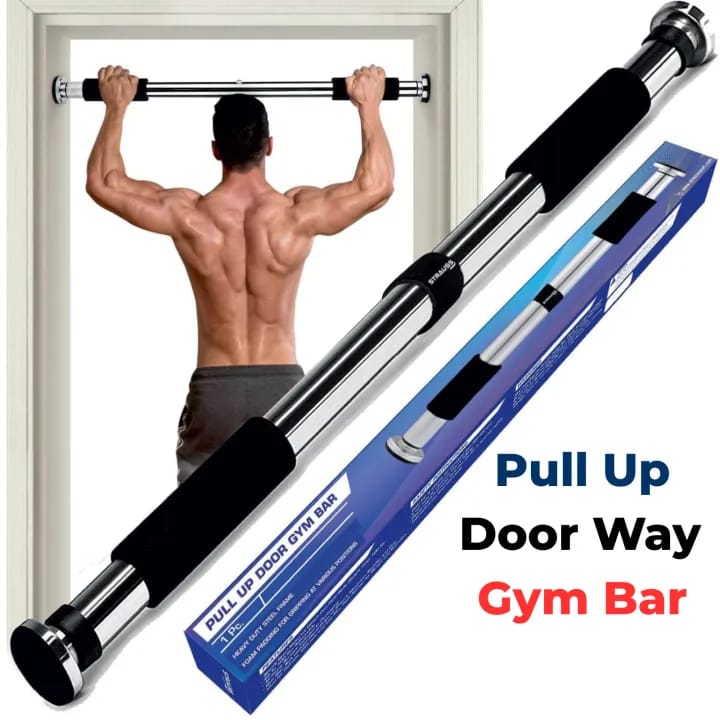 Iron Door Way Gym Bar – Adjustable Pull Up Bar for Doorway | Chin Up Bar Rod Stand for Home Gym Fitness, Adults & Kids | Door Pullup Bar with Strong Grip Handles Adjustable Doorway Pull-Up Bar - Ideal for Home Gym Workouts