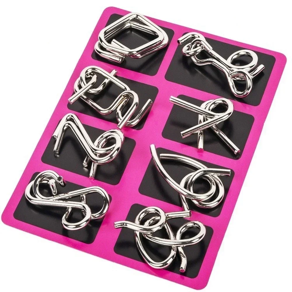 Metal Montessori Puzzle Wire 8Pcs/Set IQ Mind Brain Teaser Puzzles Children Adults Interactive Game Reliever Educational Toys