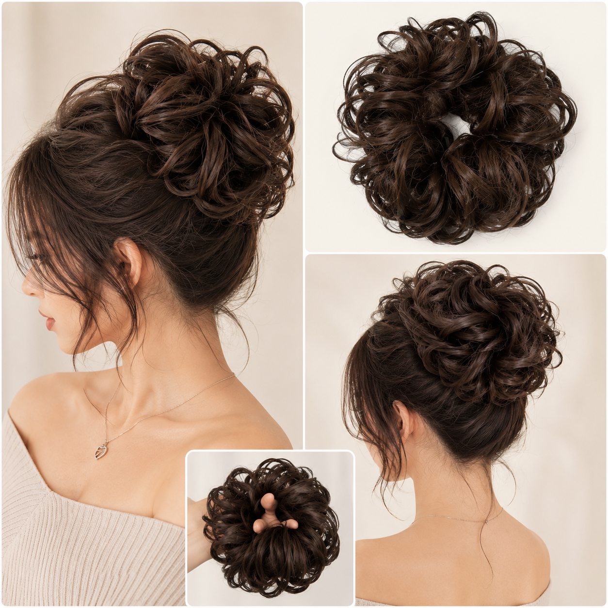 Hair Jura Extension Messy Hair Scrunchie For Women Girls Synthetic Hair Bun Extension Juda Hairpiece Volumizer Daily Casual Party Bridal Styling