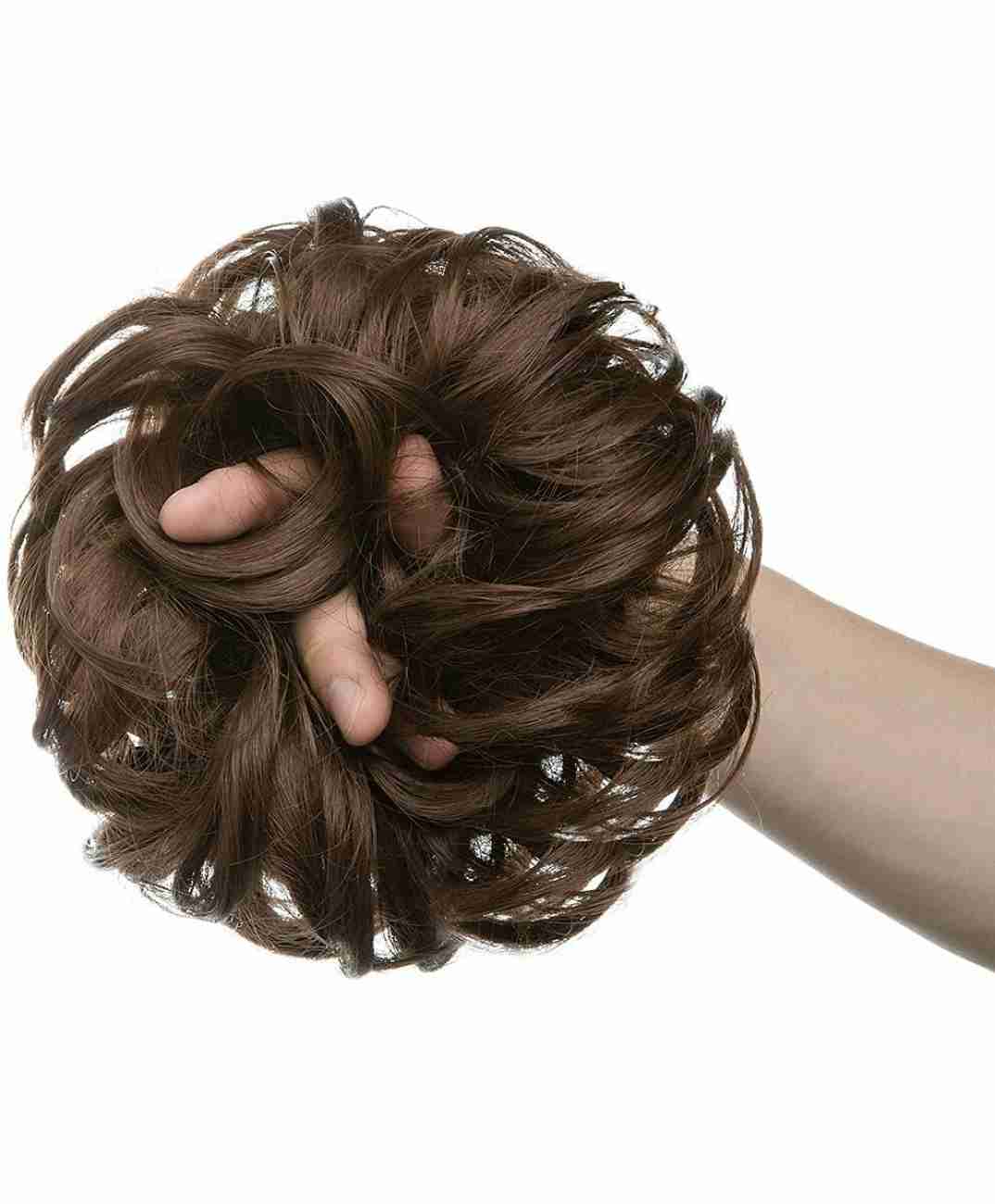 Dark Brown Hair Jura Extension Volumizer Big Hair Bun Extension For Women And Girls Stylish Natural Look Hair Poni For Bridal Party And Daily Wear Premium Synthetic Hair Piece For Thick Elegant Hairstyles Long Lasting Hair Styling Tool