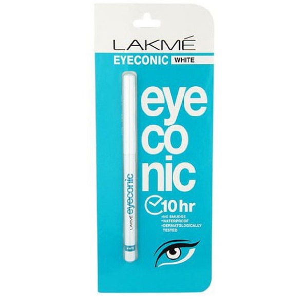 Lakmé Eyeconic White Kajal – 10Hr Long Lasting Waterproof & Smudge Proof White Kajal Pencil, Brightening Eye Makeup for Bigger & Defined Eyes