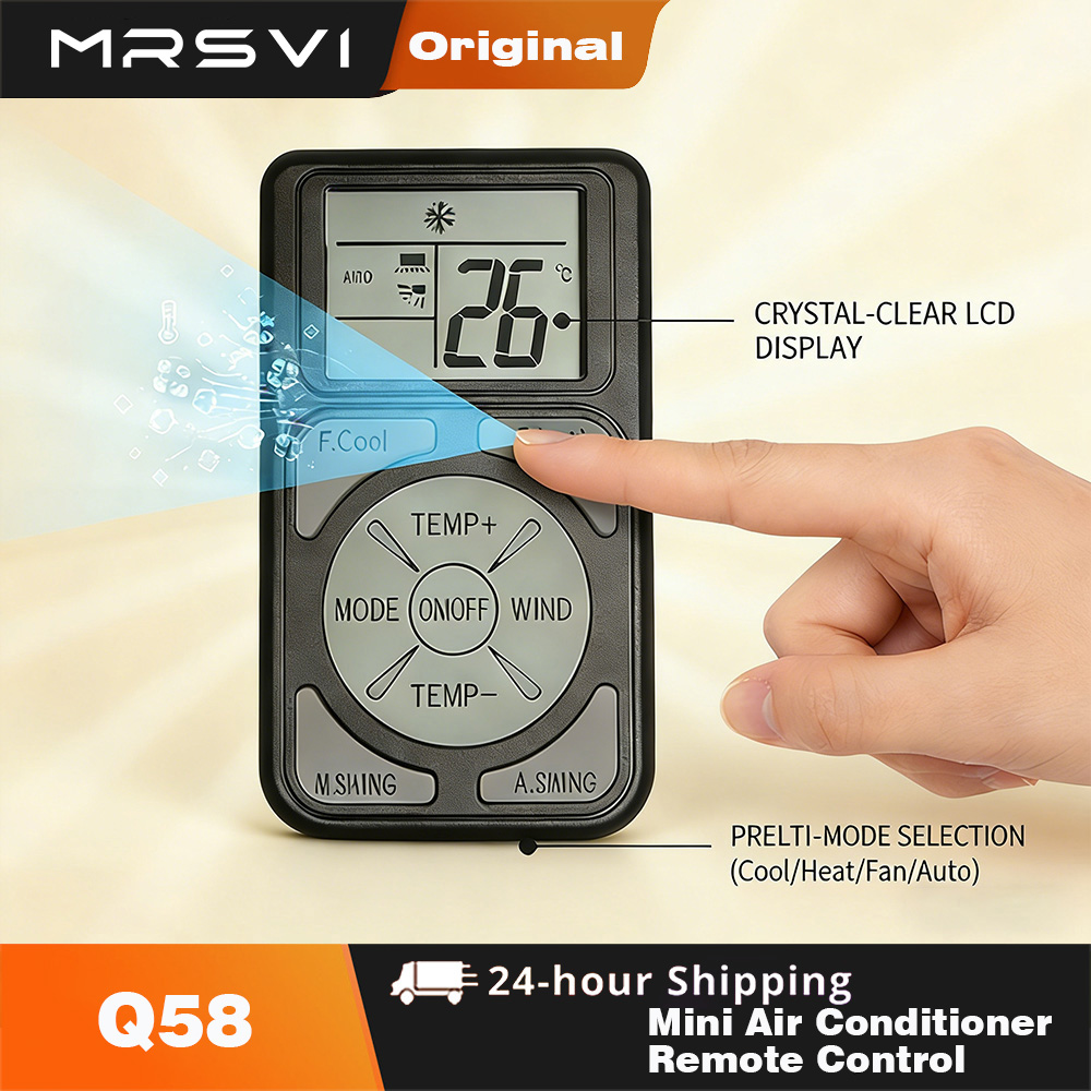 MRSVI Universal A/C Mini Remote Control Q58 LCD Controller for Air Conditioner Low Power Consumption Portable Remote Controller