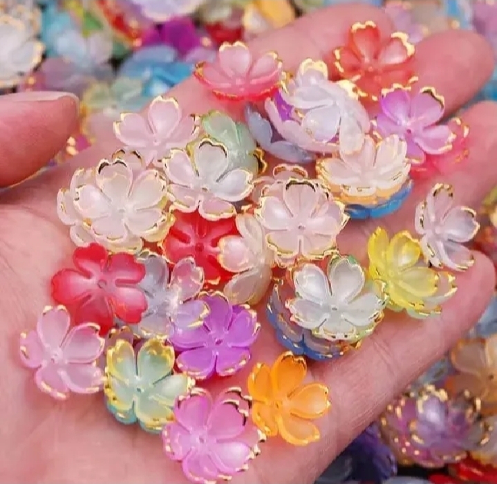 20/50/100 Pcs ABS Round Flowers - Imitation Pearl Beads For DIY Jewellery Making