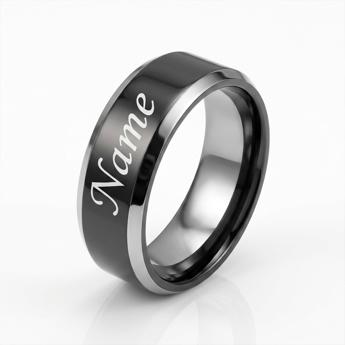 Customized Black Name Rings – Premium Stainless Steel with Free Engraving & Gift Box