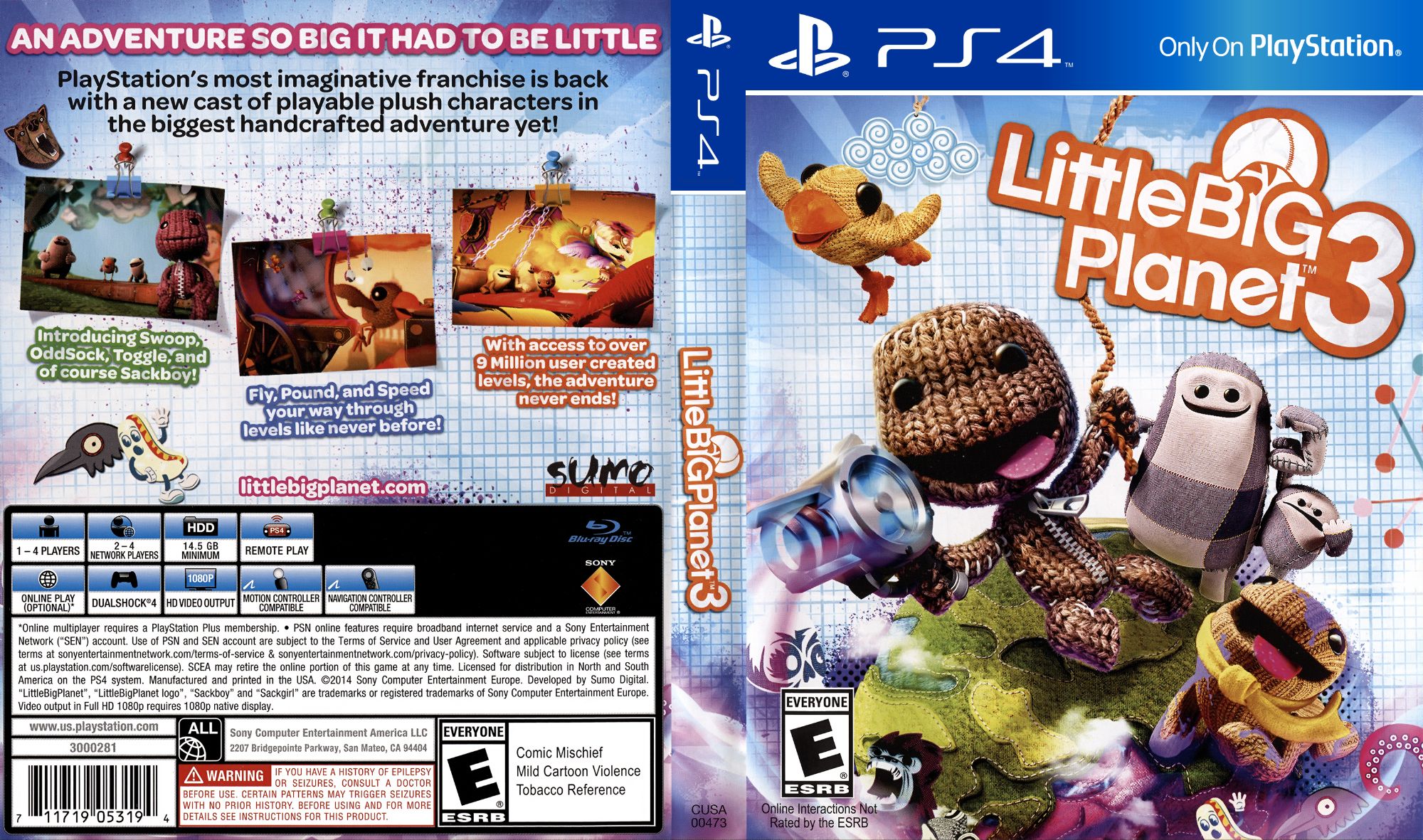Little Big Planet 3 for PS4 Physical Disc | Original PlayStation 4 Game | Blu-ray CD