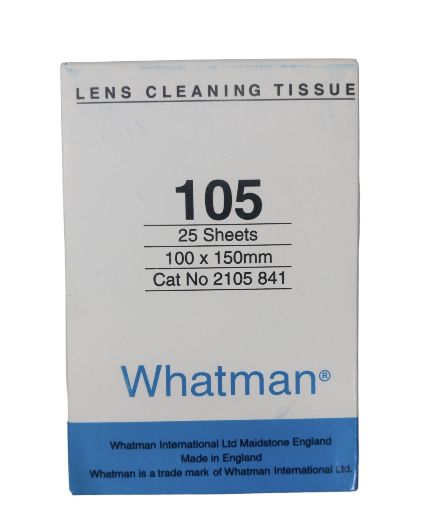 Whatman Lens Cleaning Tissue, Grade 105, W × L 100 mm × 150 mm, Pkg of (25 Wallets of 25 Sheets)