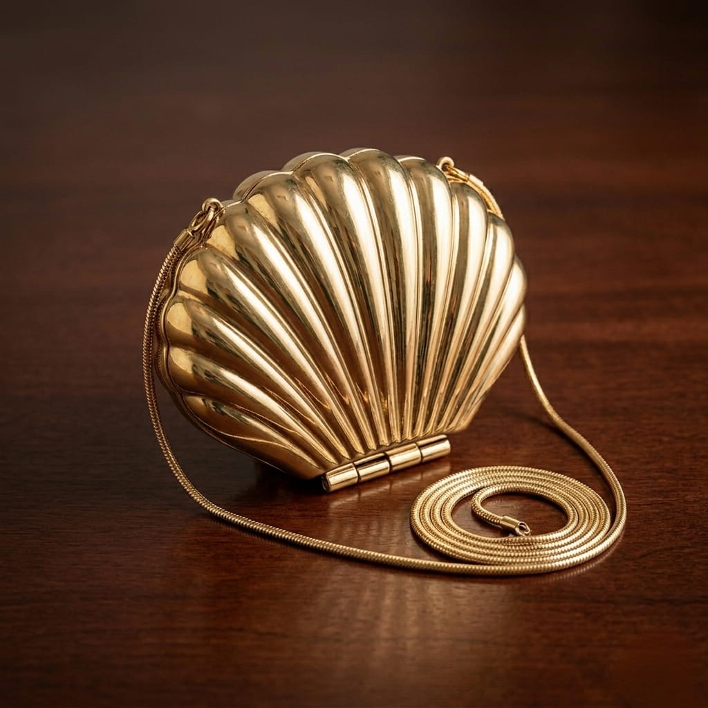 Mini Shell clutch Perfect | Golden Bag Unique | The Seashell Statement Clutch & Crossbody Bag | Introducing the exquisite Shell Clutch Evening Bag, A fusion of elegance