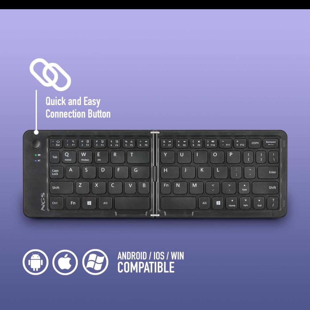 Foldable Keyboard - Portable Travel Keyboard, Rechargeable Full Size Ultra Slim Mini Folding Wireless Keyboard for iOS Android Windows Smartphone Tablet and Laptop