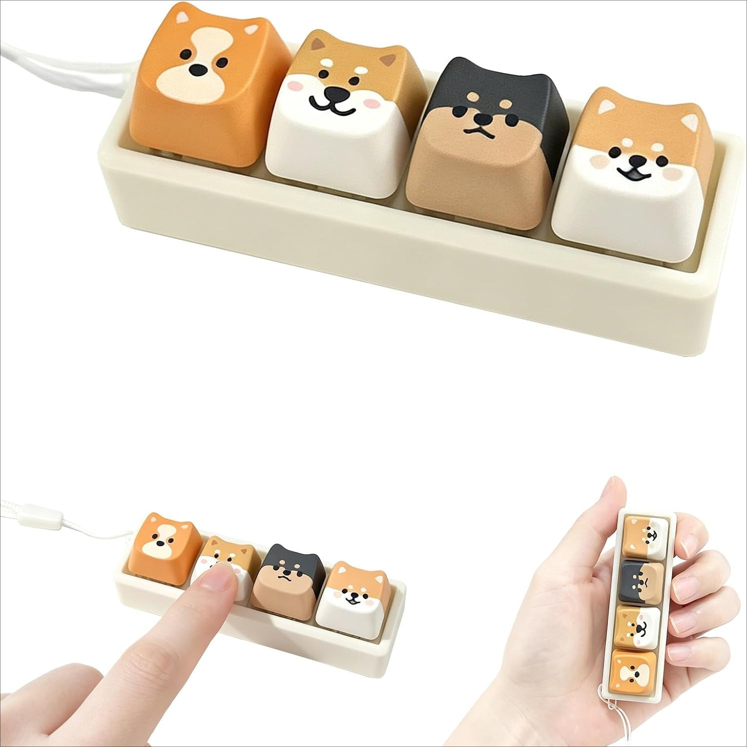 Cute Dog Clicker Keychain Keyboard Button Clicker Fidget Gadget Crisp Sound Stress Relief EDC Toy Charm Key Chain Accessory