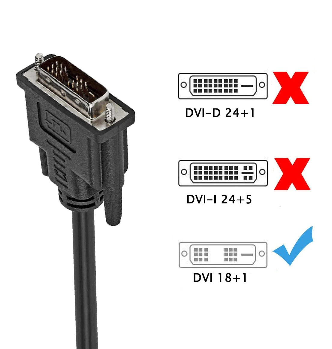 DVI Cable 1080P DVI Monitor Cable 18+1 Single Link DVI-D to DVI-D Cable Male to Male for Computer PC Monitor DVI Video Cord