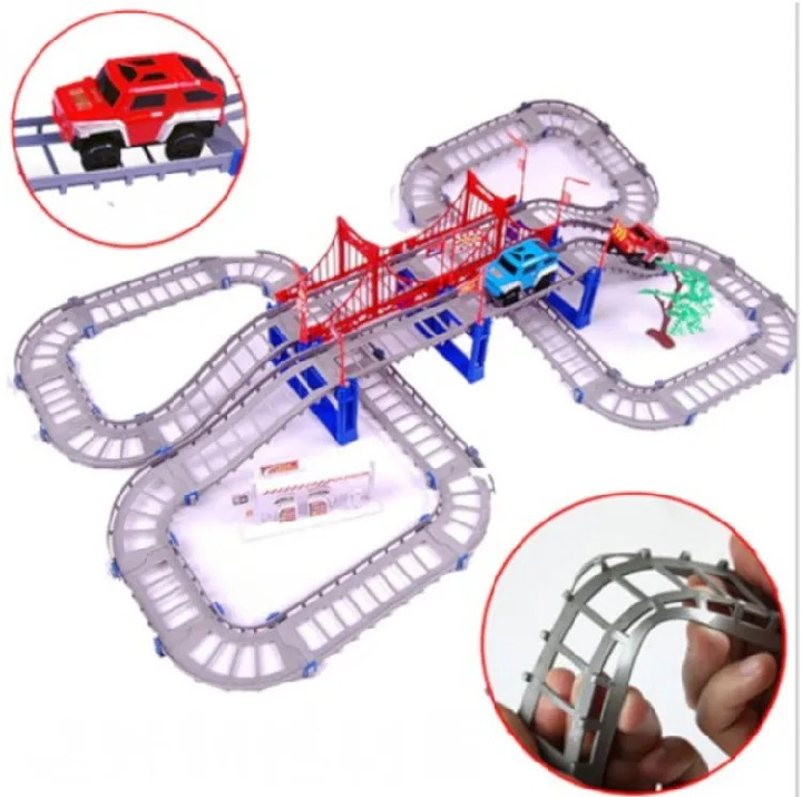 Railway Racing Track Play DIY Multi-layered Assembling City Racing Rail Car Children Vehicle Slide Train educate Gift