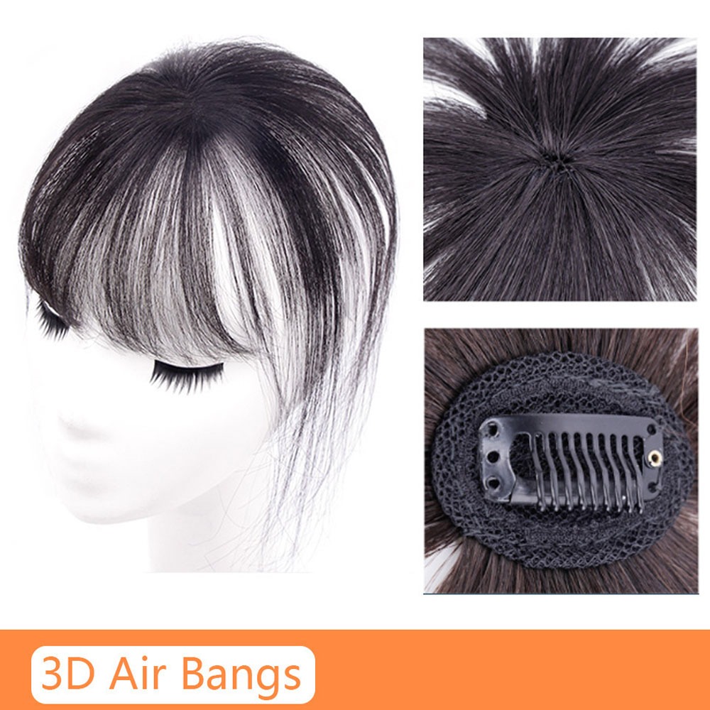 Fashion 3D Natural Bangs Invisible Middle Part False Bangs Synthetic Clip-In Side Fringe Hairpieces Women