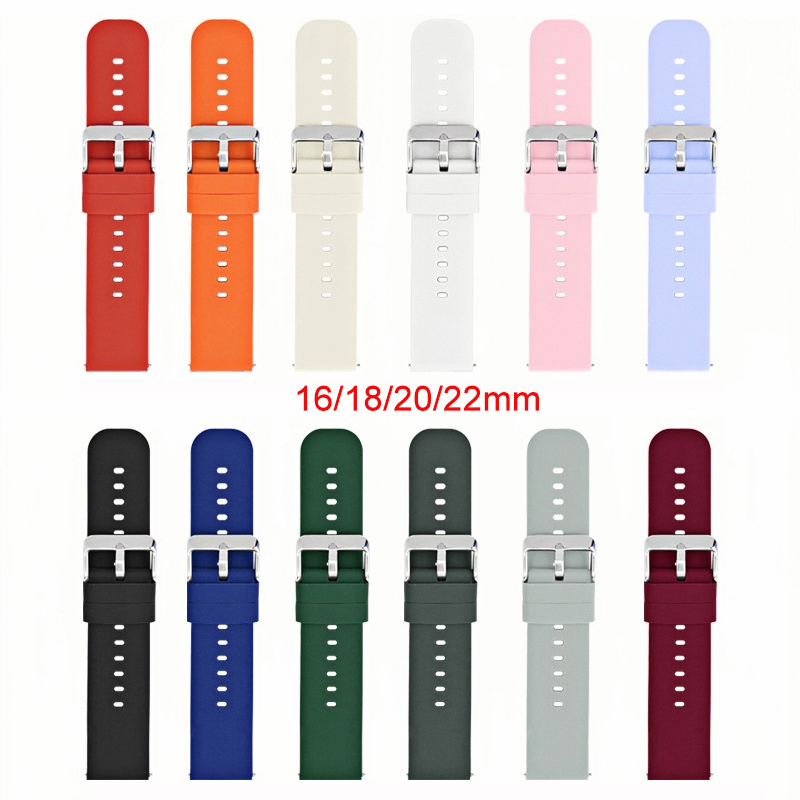 Silicone Sport Strap 16mm 18mm 20mm 22mm Quick Release Waterproof Men Women Universal Replace Bracelet Band Watch Accessories