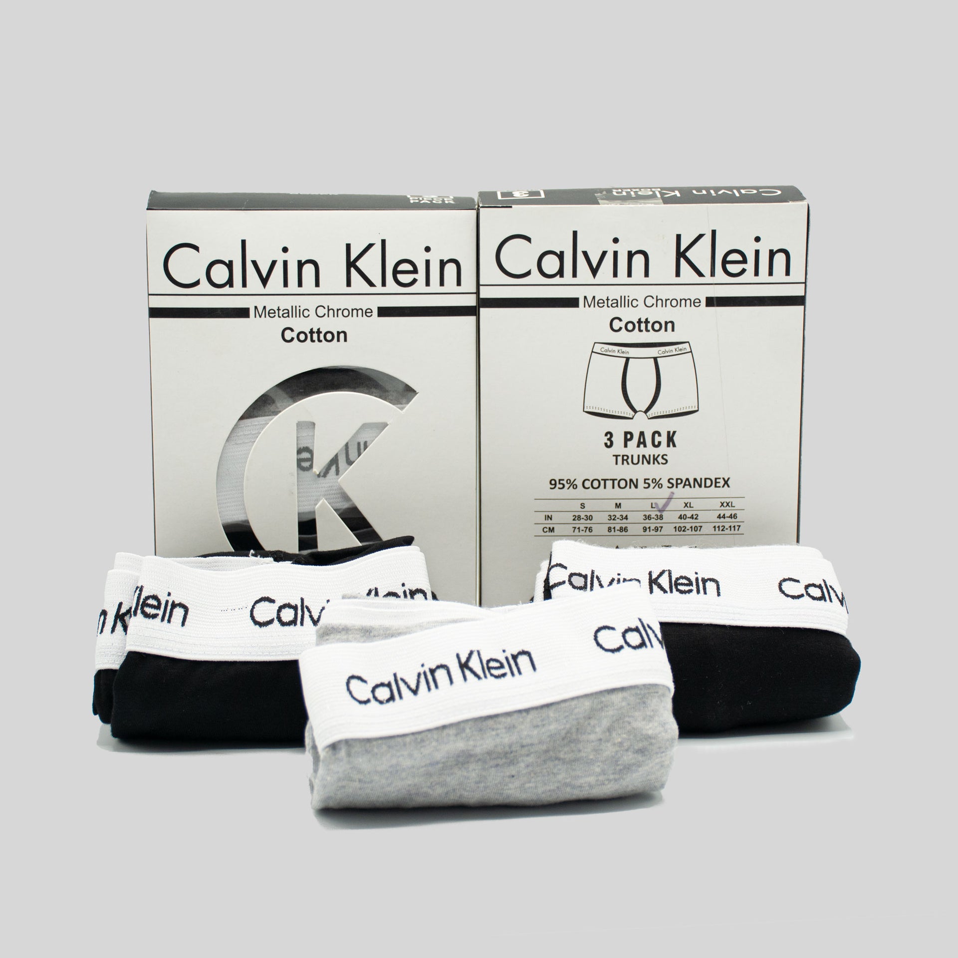 Pack of 3 Men's Performance Boxer Briefs CK brand - Premium Cotton Stretch Underwear - Comfortable Trunks with Original Box (Multicolor)