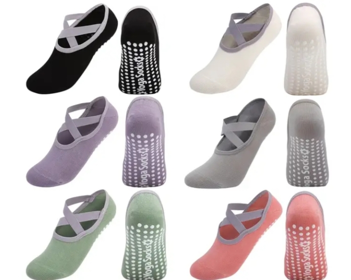 Non-Slip Yoga Socks Breathable with Cross Straps for Women, Sweat-Wicking Grip for Pilates, Ballet & Dance