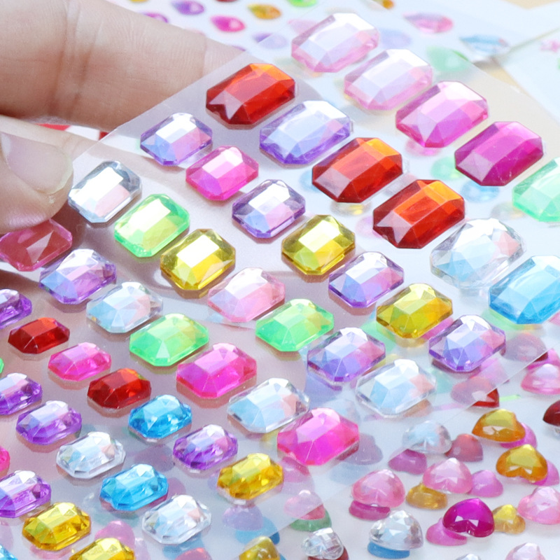 Muticolor Self Adhesive Gems Stickers for Crafts  Rhinestones Assorted Shapes Jewels Rhinestones Stickers Girls Kids 