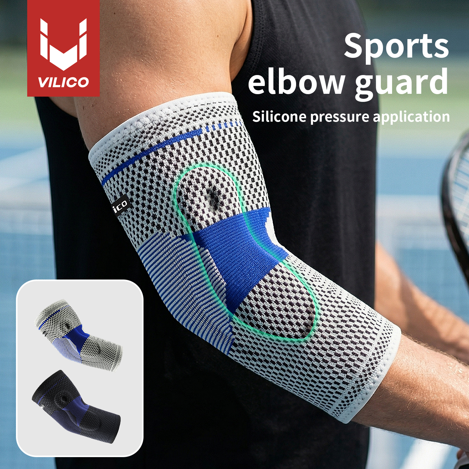 1Pcs Elbow Pads Silicone Compression Elbow Protection Sports Injuries 3D Knit Adjustable Elbow Support Tennis Basketball