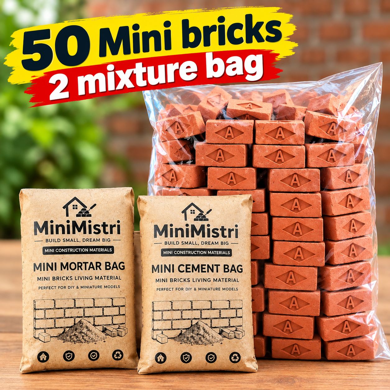 120 PCS Mini Bricks for Miniature House Building | DIY Crafts | Doll House Construction | School Project Building Blocks