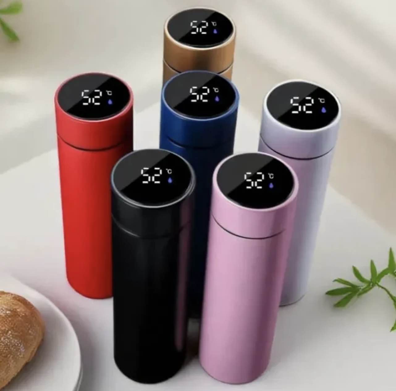 Temperature Water Bottle, LED Temperature Display, Hot Cold Vacuum Flasks, stainless Steel Thermos, LED 500ML Smart Thermos