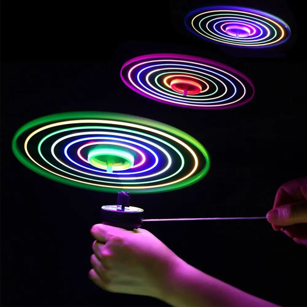 Kids Luminous Flying Disc Propeller Toys LED Lighting Pull String Flying UFO Toy Spinning Top Outdoor Game Sports Toy  hot