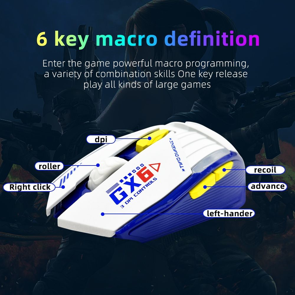 Ninja Snow Flake GX6 2.4G Wireless Mouse Rechargeable 6 Keys 3200 DPI ...