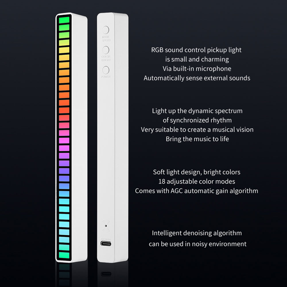 16 LEDS RGB LED Light Bar App Control Desktop Background Atmosphere Light Music Sync TV Wall Computer Game Bedroom Night Light