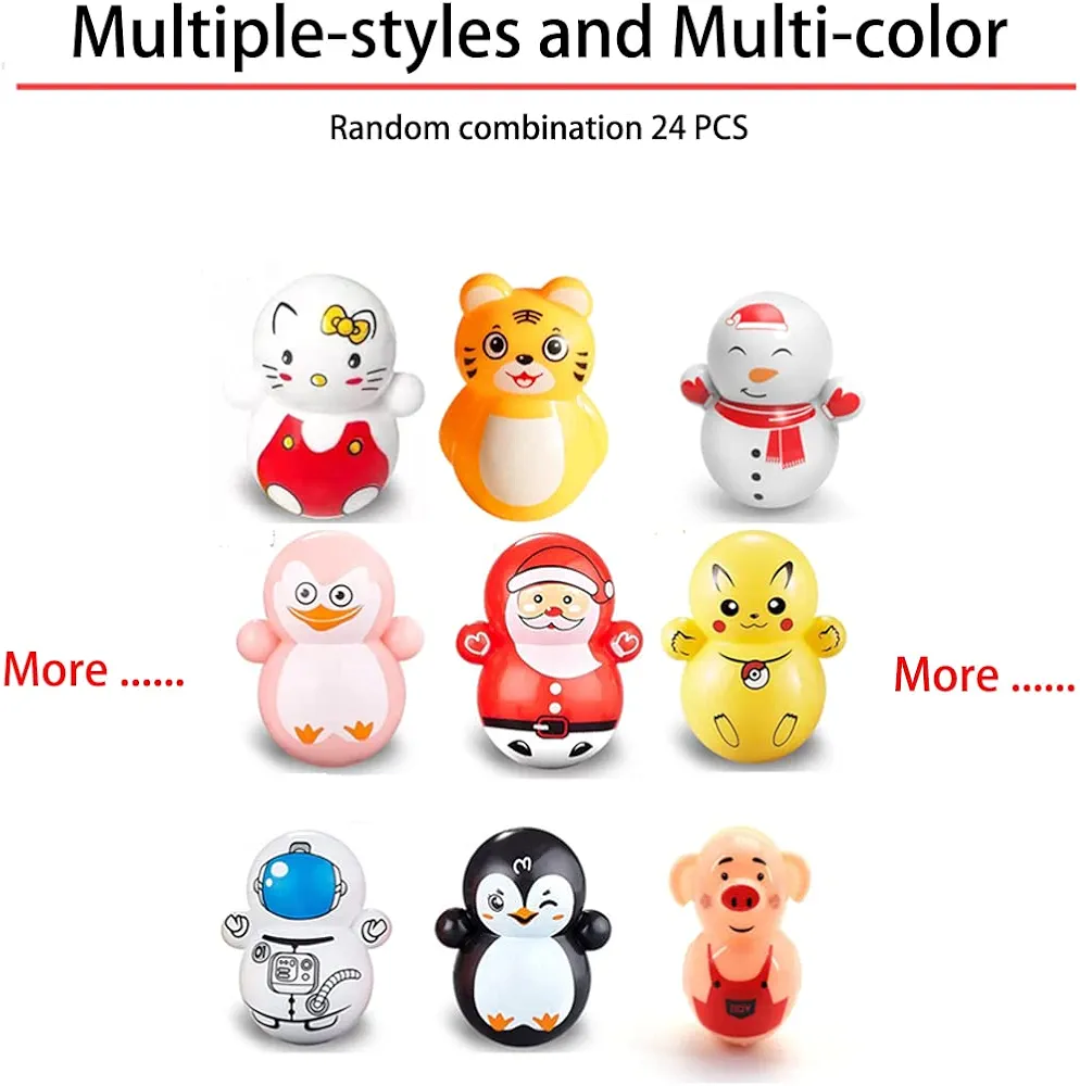Express Deals Hub:Random Stress Relief 10 PCS Mini Roly-Poly Wobbling Toy Self-righting Doll Small Desktop Toy to Solve Your Irritability for Kids or Adult