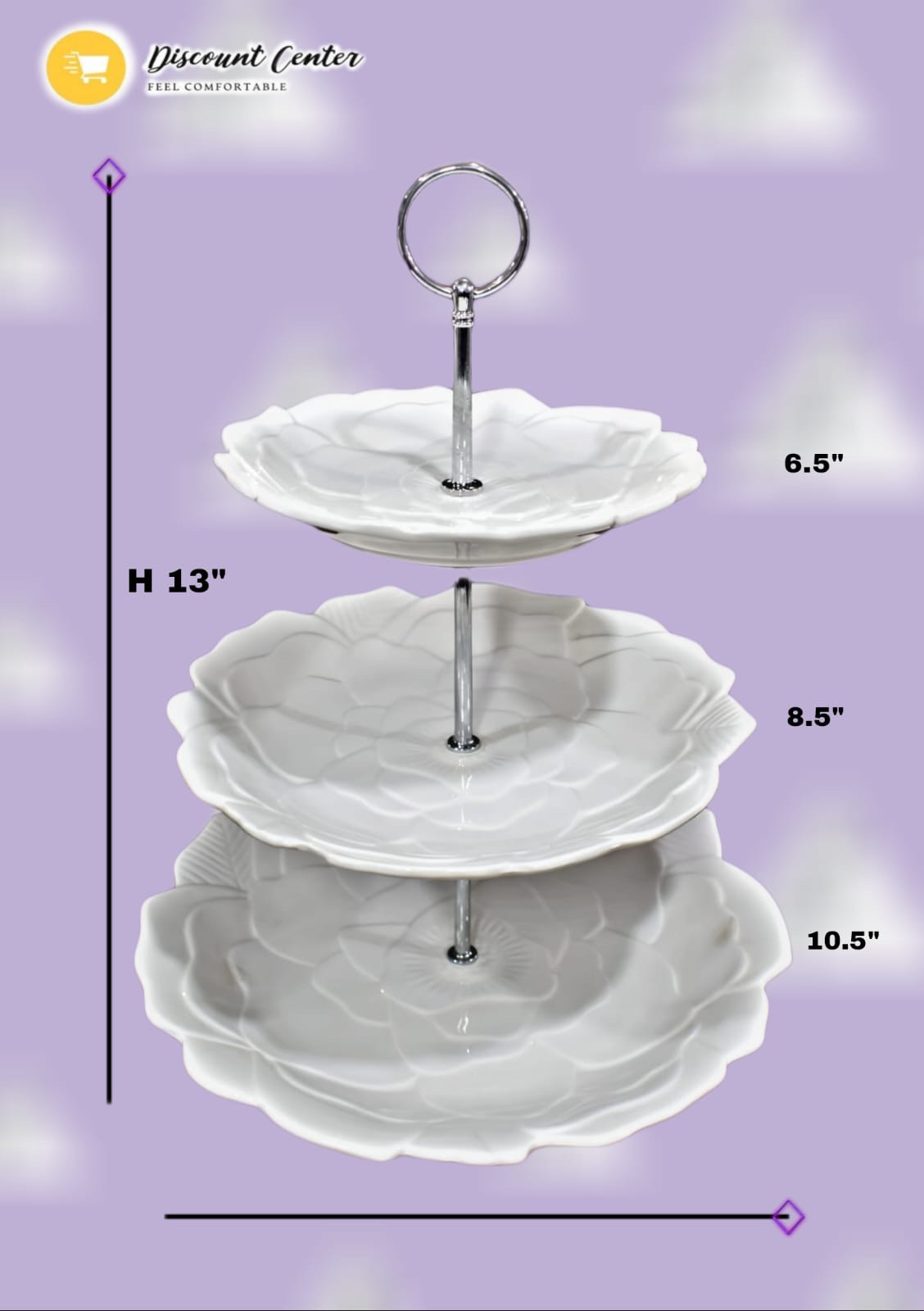 Ceramic 3 tier embossed cake, cupcakes, tea snacks dish stand Daraz.pk