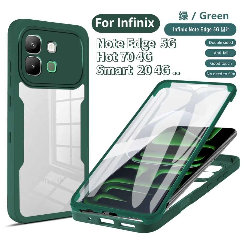 360° Full Body Protection Shockproof Case for Infinix Note Edge 5G Hot 70 60 60i Smart 20 Transparent PC Back TPU Bumper Cover