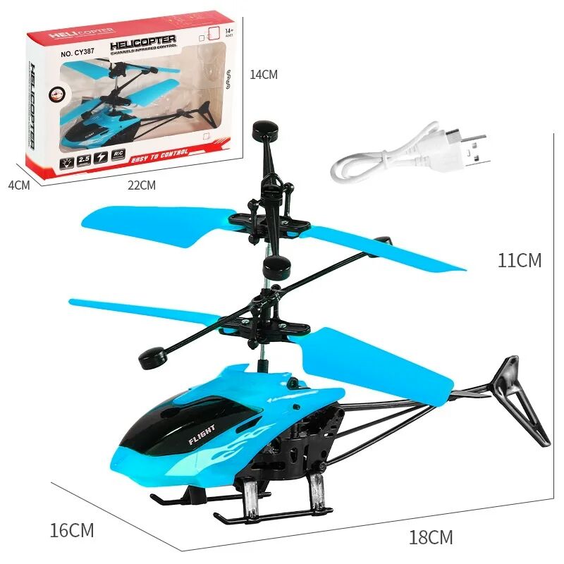 Hand Induction Control Flying Helicopter Toy with Infrared Sensor, USB Charger and Flashing Light for Kids