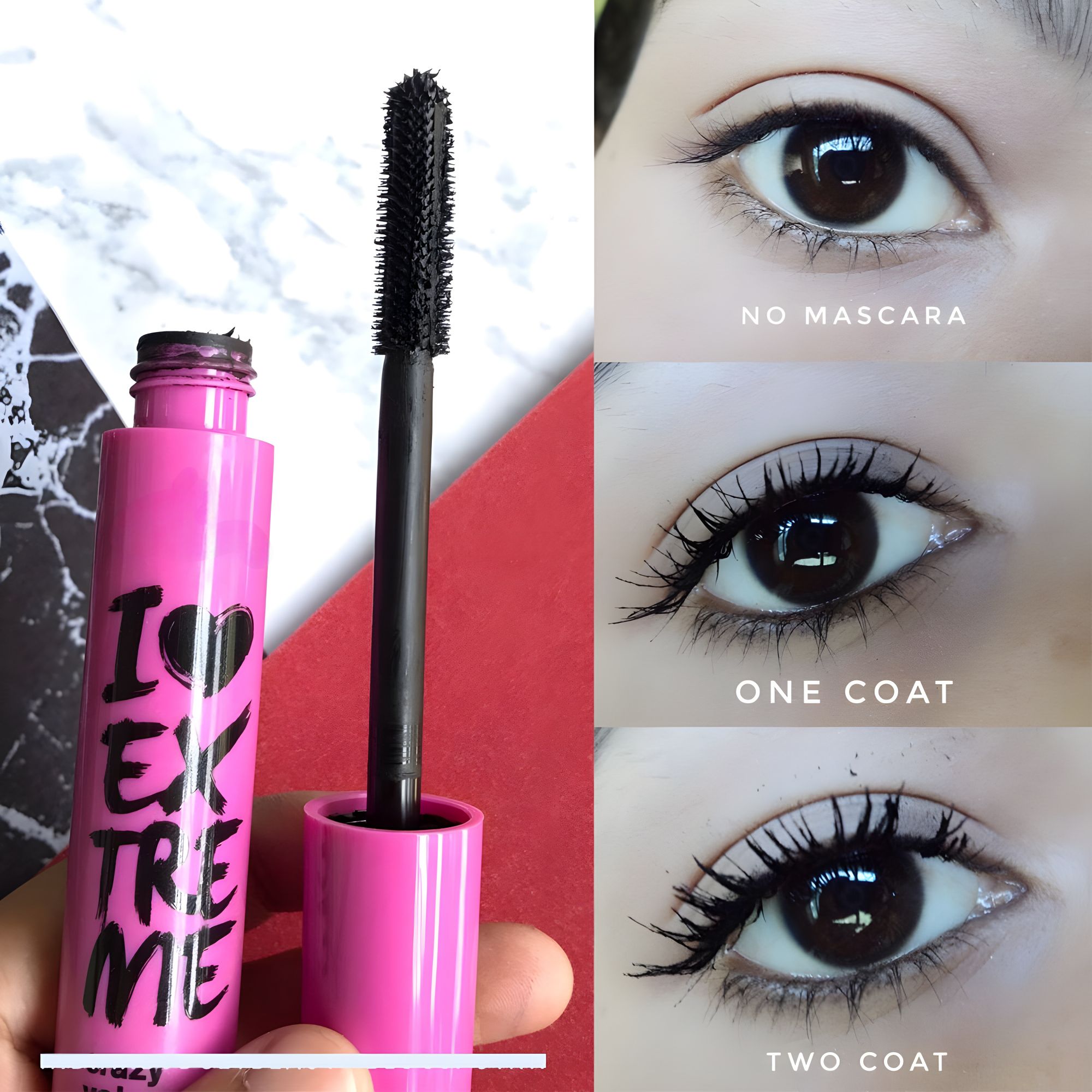 Mocalure I Love Extreme Volume Mascara - Ultra Black Formula for Crazy Lash Length & Volume - Smudge-Proof Eye Makeup 12ml