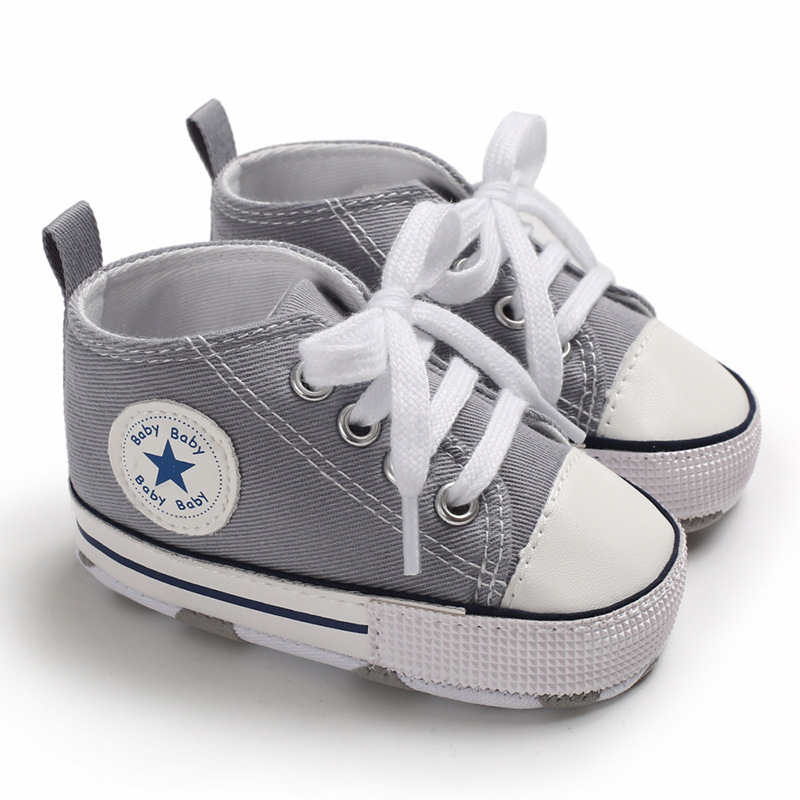 Print Star Sports Baby Canvas Classic Sneakers Newborn Baby Boys Girls First Walkers Shoes Infant Toddler Anti-slip Baby Shoes