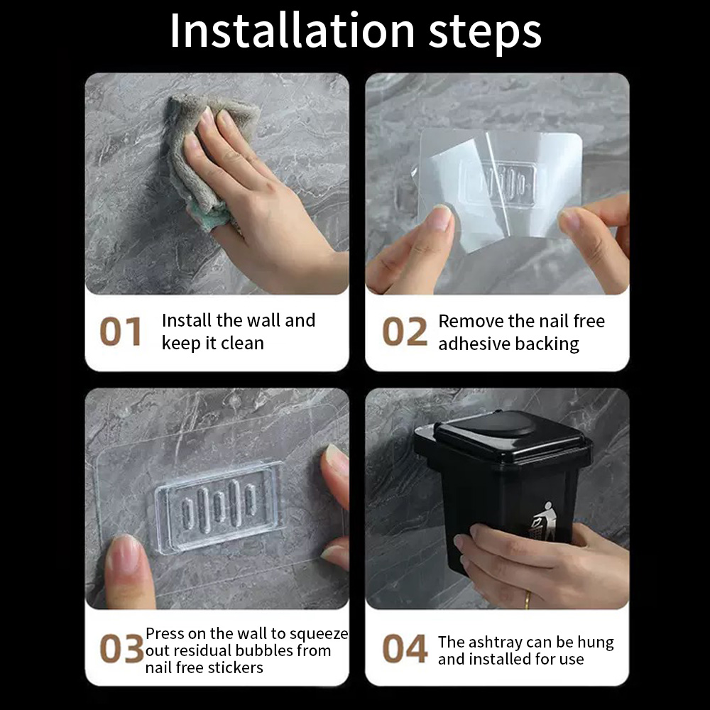 1Pc Wall Mounted Garbage Can Ashtray Creative Home Living Room Bathroom Lid Ashtray With Lid