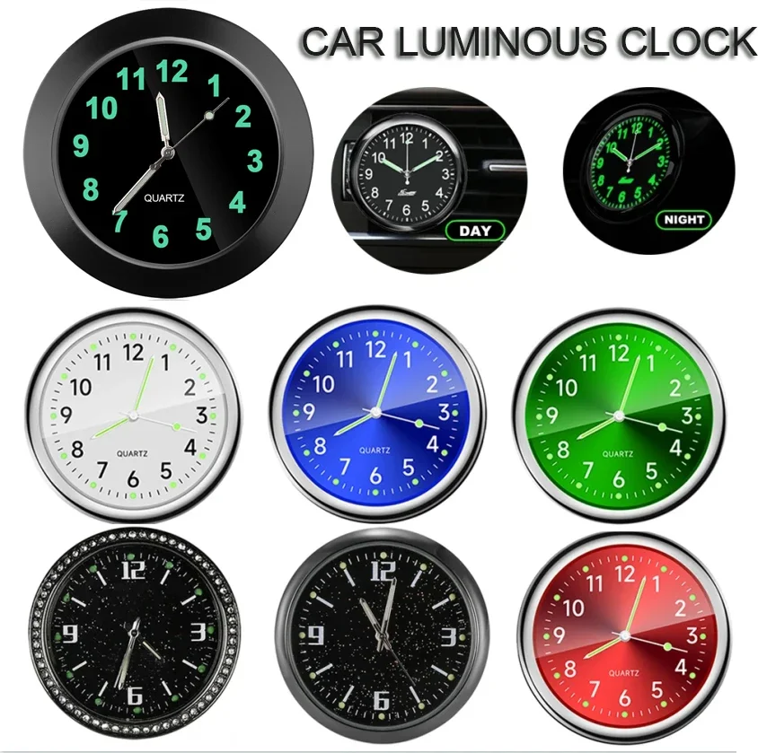 1pc Glow Decorative Car Clock Mini Quartz Watch for Car Decoration
