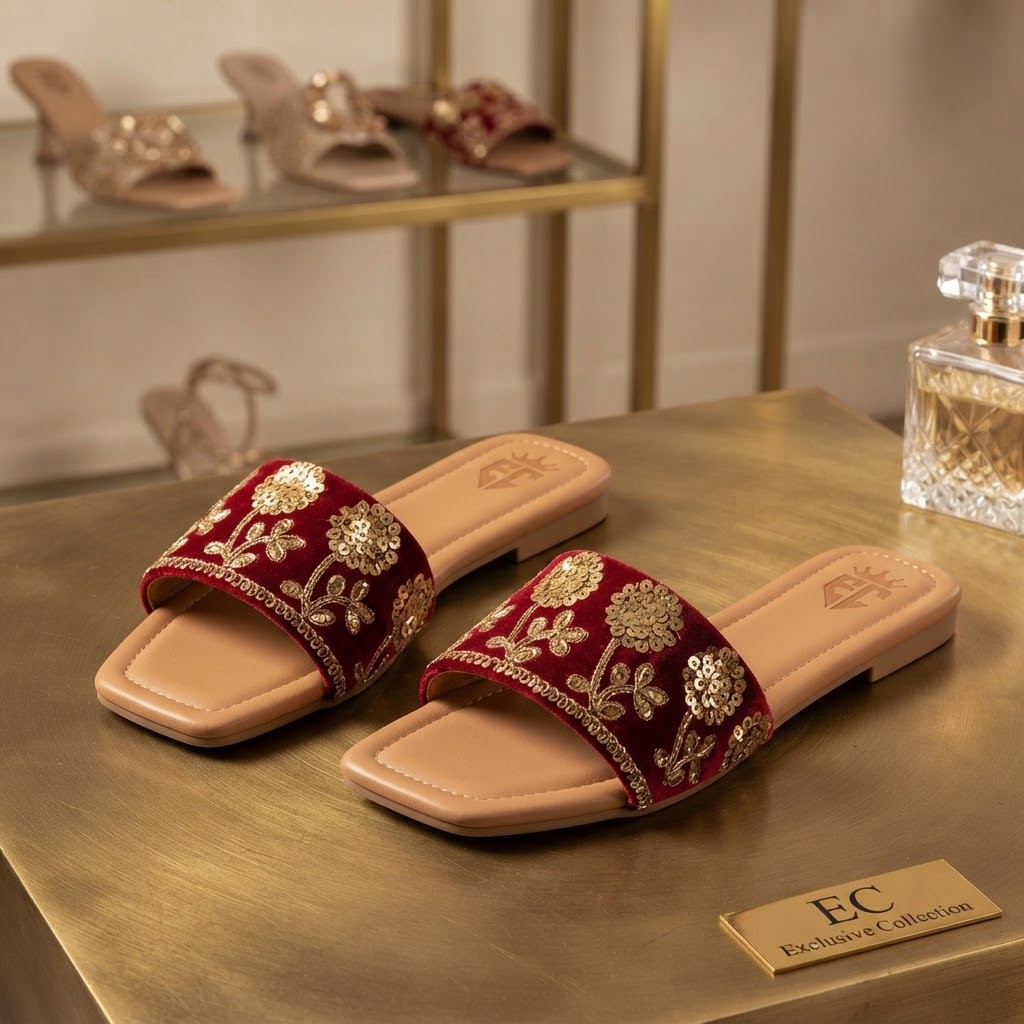 fancy velvet embroidred uppar flat sleeper.