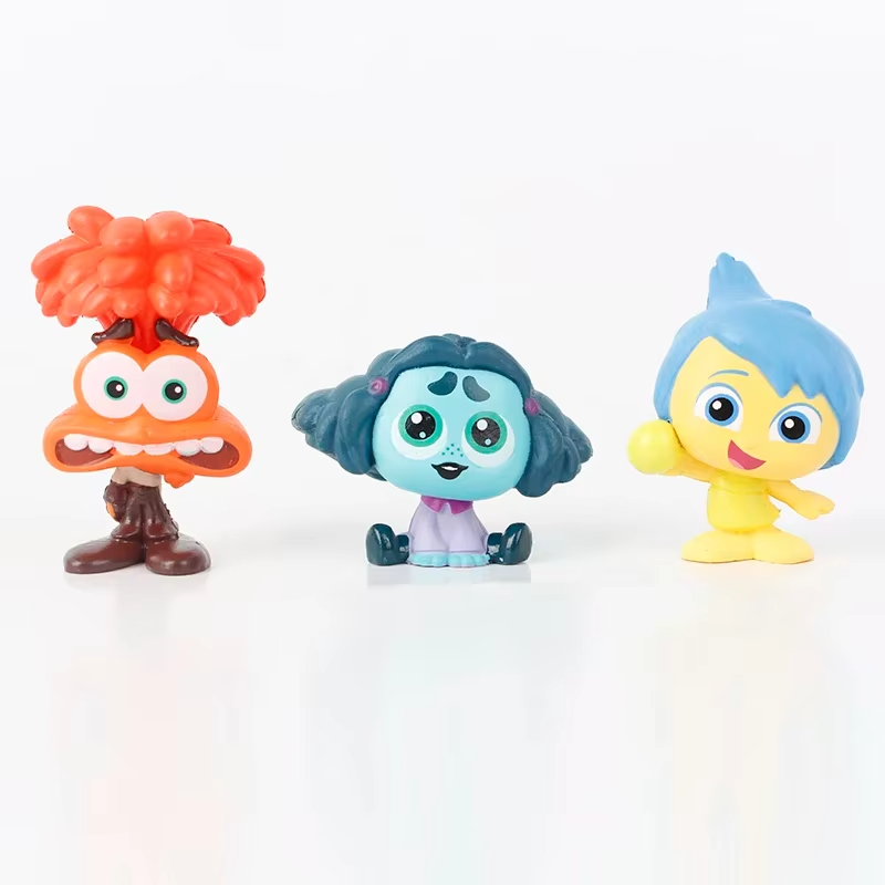 9Pcs/Set Mini Inside Out 2 Action Figure Toy Cartoon Movie Joy Anxiety Anger Sadness Disgust Fear Model Doll Figurines Kids