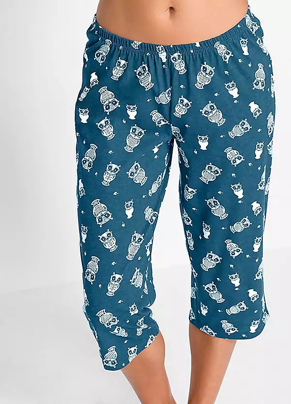 Owl Print Capri Pants for Ladies Ladies' Printed Trousers Casual Drawstring Elastic Waist Wide Leggings Autumn Winter Fashion Ladies' Clothing