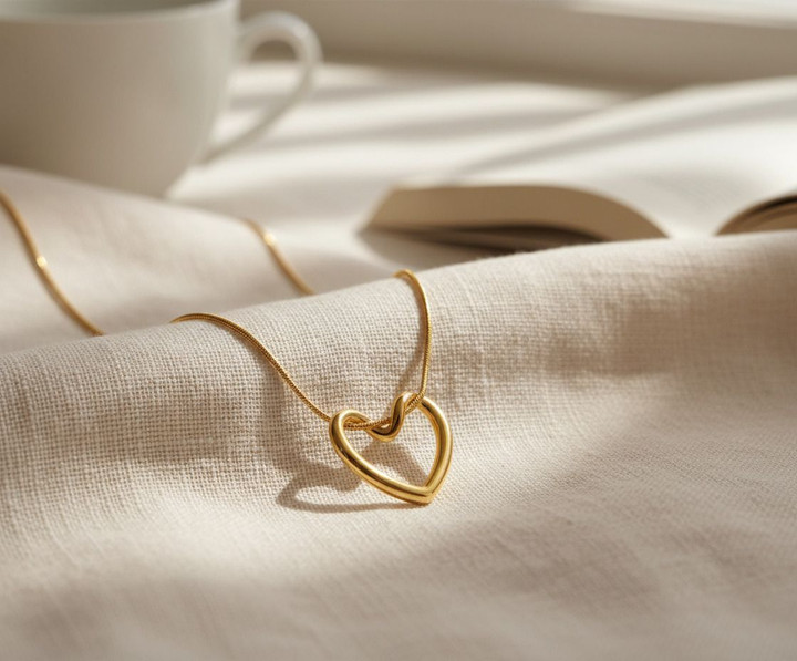 Luxury Interlocked Love Heart Necklace – Romantic Golden Finish Pendant for Girls – Ideal Gift for Birthdays, Anniversaries, or Special Day – Signature Aesthetic Jewelry