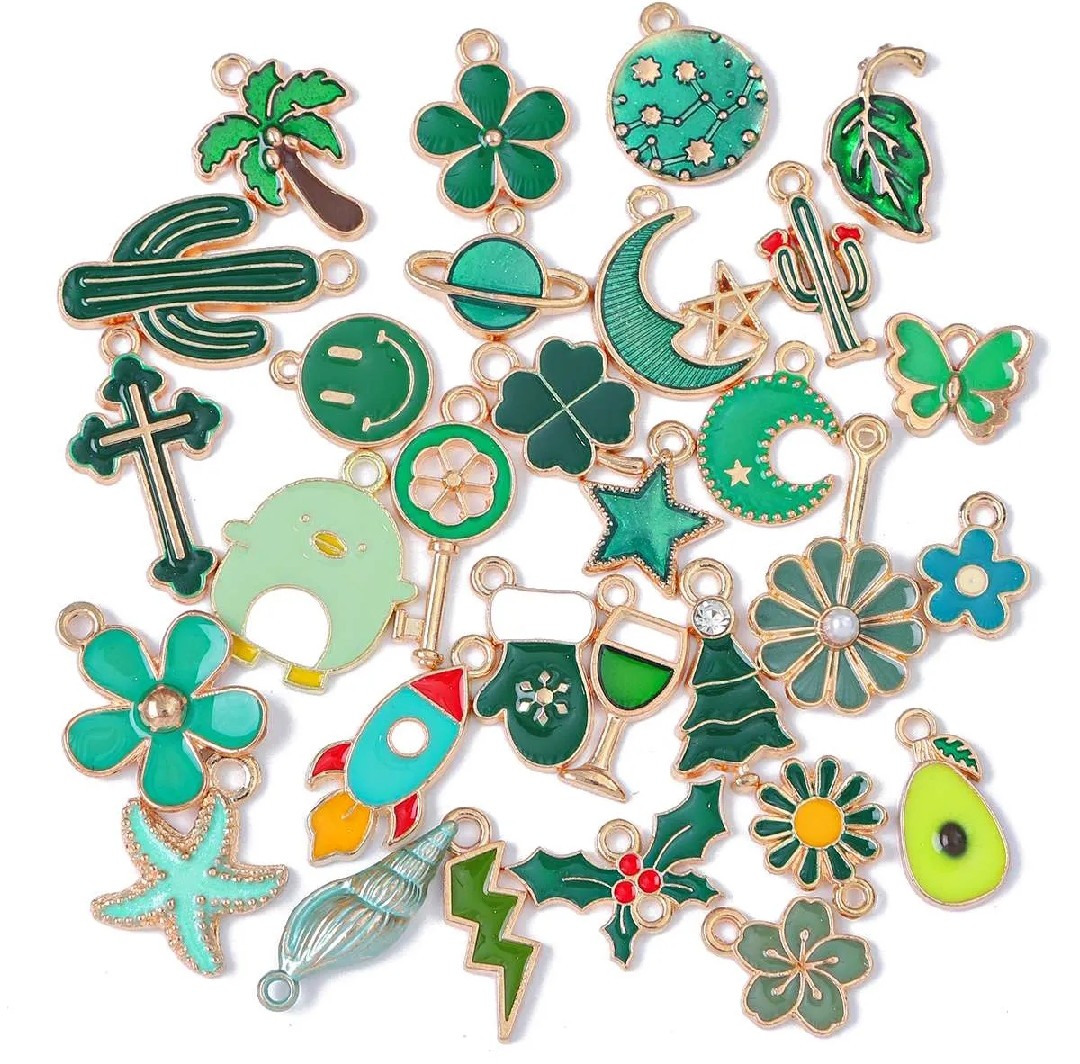 10Pcs Random Mix Alloy Drop Oil Charms Multicolor Animals Flower Pendant Beads For DIY Bracelets Earrings Making Women Jewelry Findings