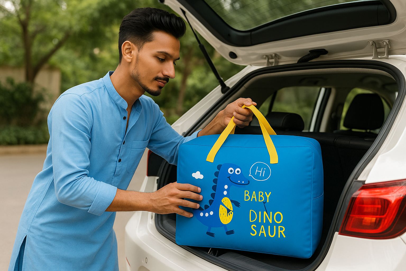 Baby Dinosaur Storage Bag for Kids – Large Capacity Travel Organizer with Zipper – Lightweight & Foldable – Cute Cartoon Design