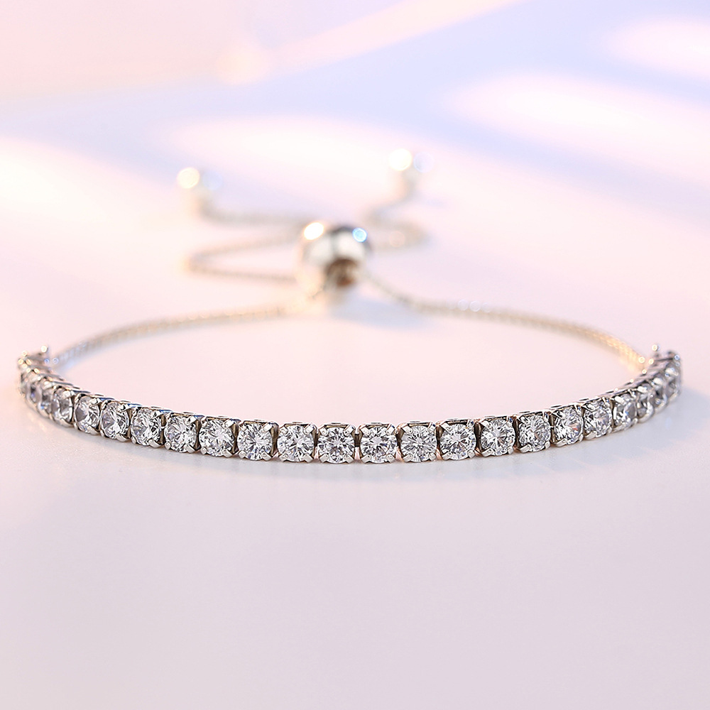 925 Sterling Silver Bracelet Elegant Zircon Tennis Crystal Chain for Women Fashion Noble Engagement Wedding Hot 