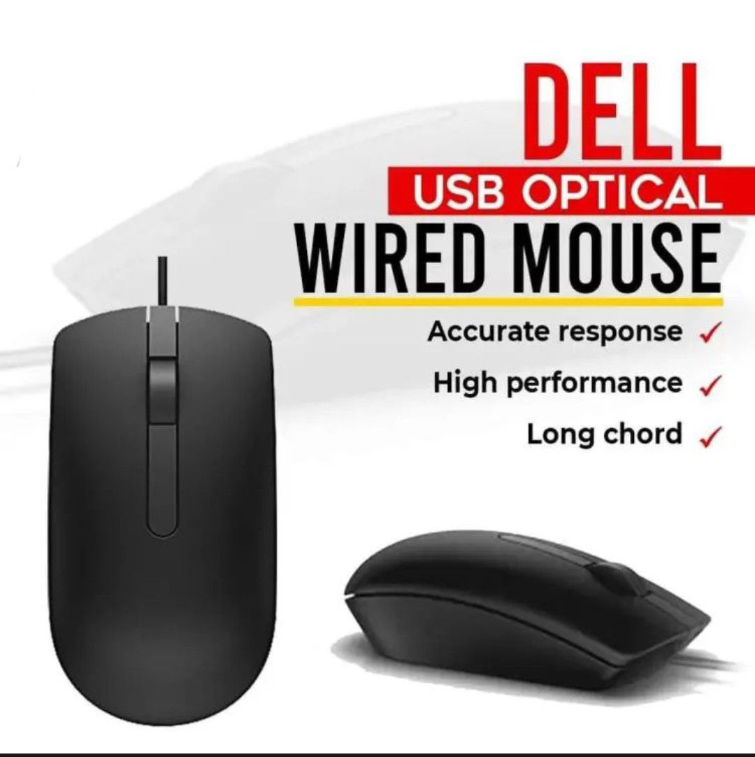 Dell Optical Wired Mouse - MS116 Brand New Mouse For laptop, Pc