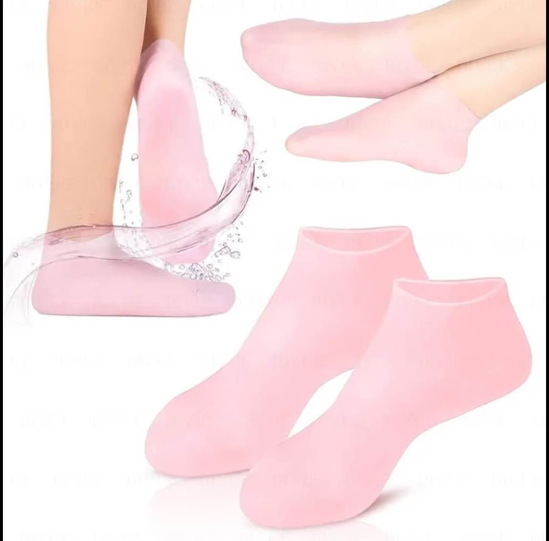 1 Pair Silicone Moisturizing Socks- Silicone Gel Moisturizing Heel Socks Foot Care- For Cracked Feet Women and Men Foot Spa Pedicure Socks- Soft Rough Skin Heel Protector